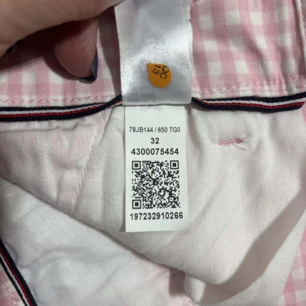 Tommy Hilfiger Men's 32 Shorts Chino Pink & White Gingham Flat Front New